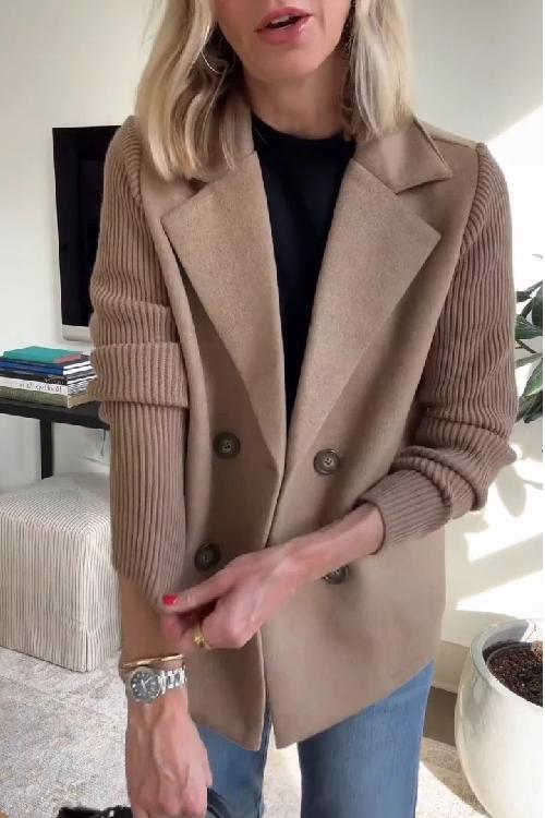 Womens Blazer Tailored Knit Sleeve Chic Structured in Pink – Wix
