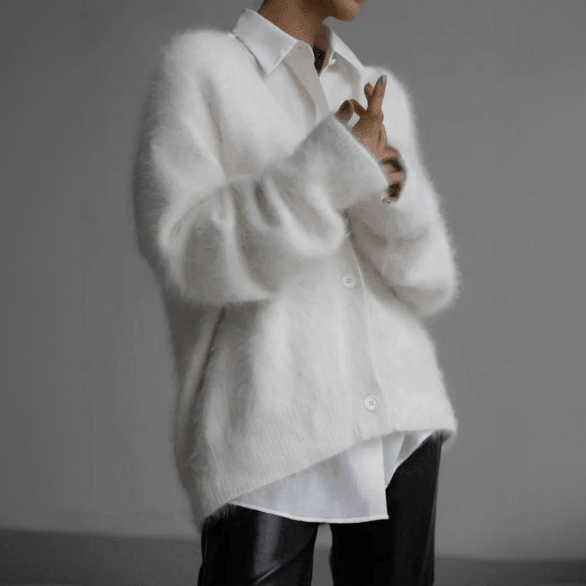 Womens Cardigan Deep V-Neck Oversized Soft Knit Relaxed Fit Black – Elke