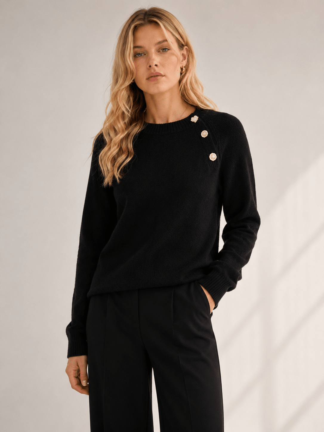 Womens Cardigan Crew Neck Knit Diagonal Button Detail Regular Fit – Zara