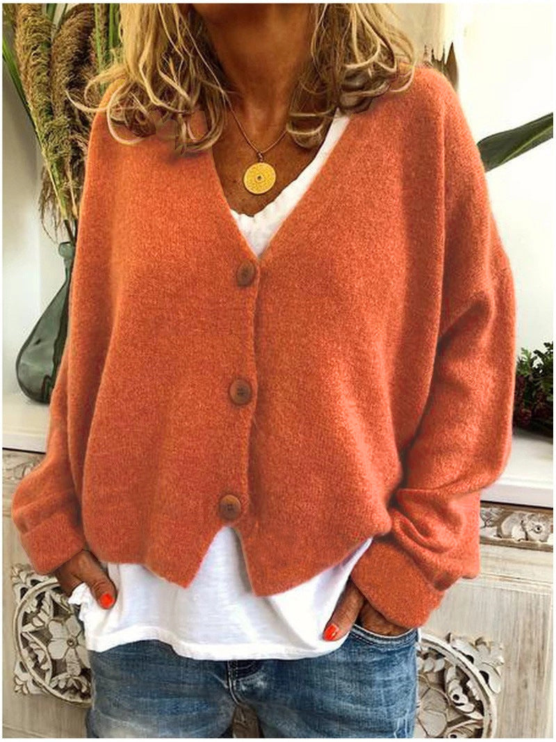 Womens Cardigan Knit Cosy Stylish Comfort in Orange – Elm