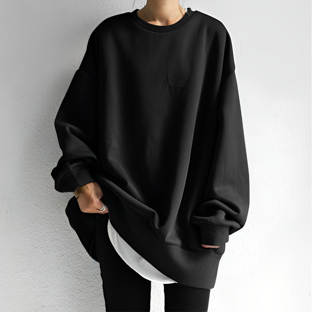 Womens Top Oversized Sweatshirt Cotton Dropped Shoulder in Brown – Mila
