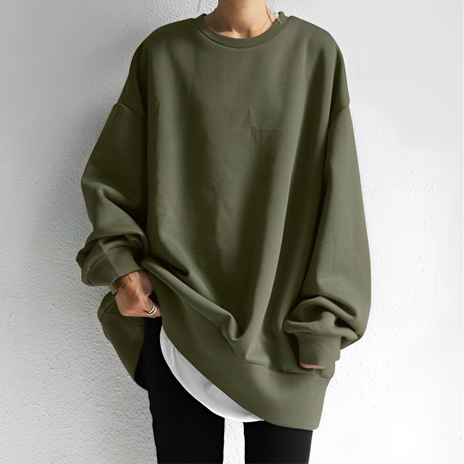 Womens Top Oversized Sweatshirt Cotton Dropped Shoulder in Brown – Mila