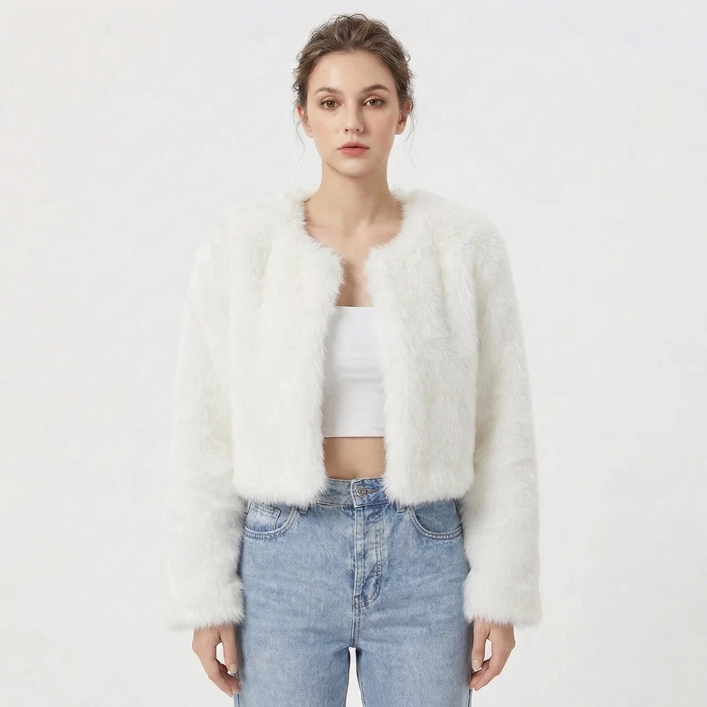 Womens Jacket Luxe Faux Fur Oversized Cosy – Ash