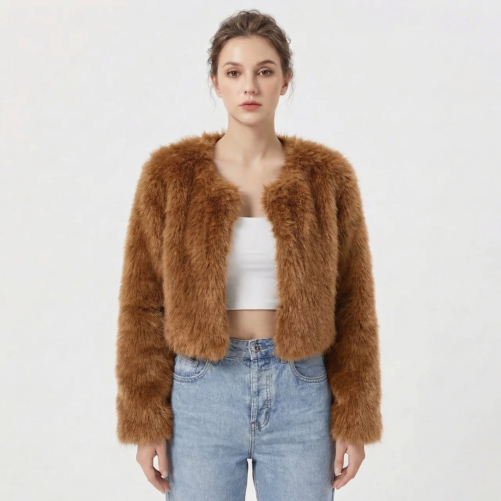 Womens Jacket Luxe Faux Fur Oversized Cosy – Ash