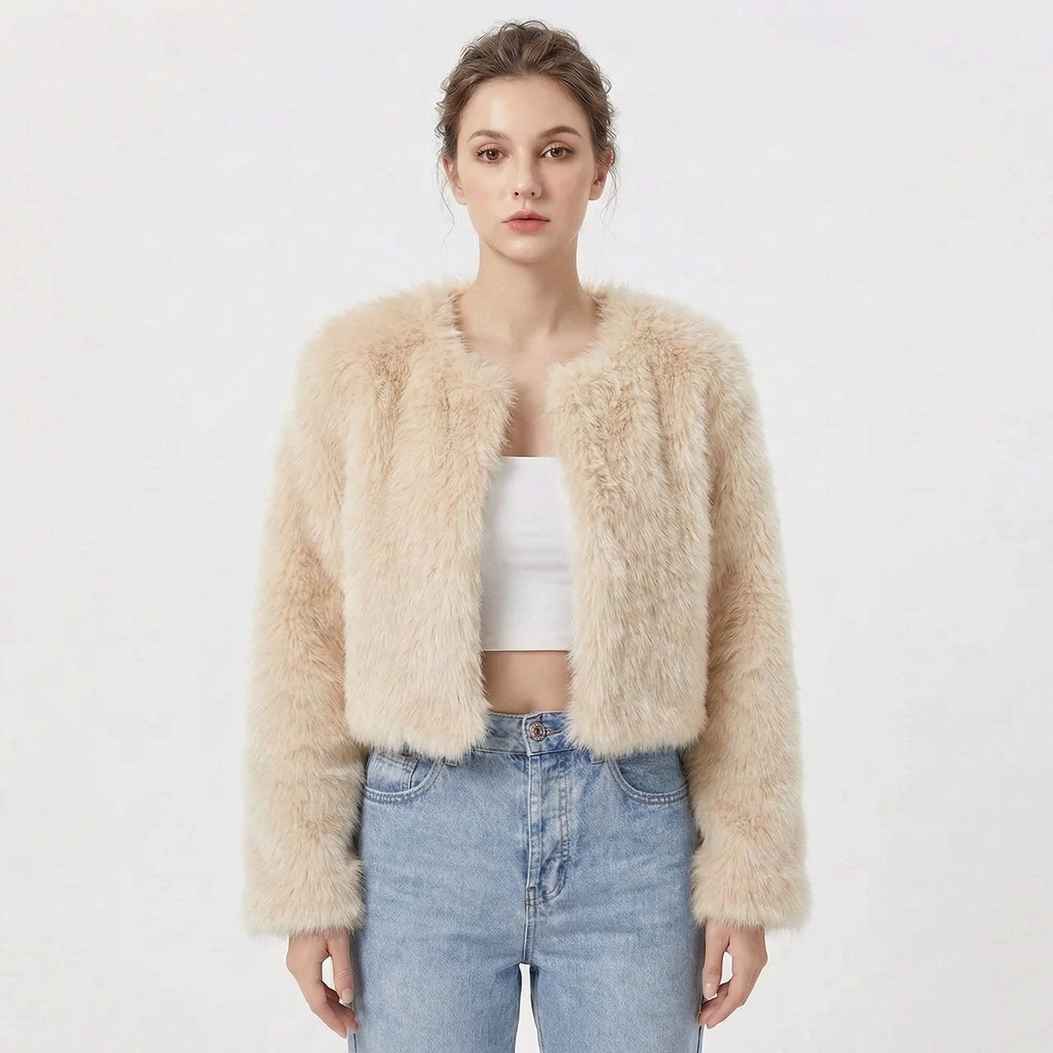 Womens Jacket Luxe Faux Fur Oversized Cosy – Ash