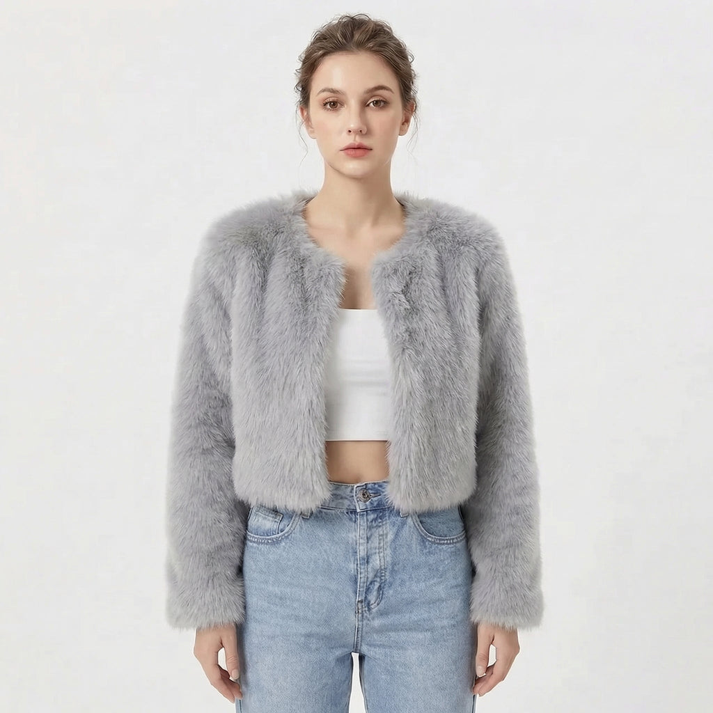Womens Jacket Luxe Faux Fur Oversized Cosy – Ash