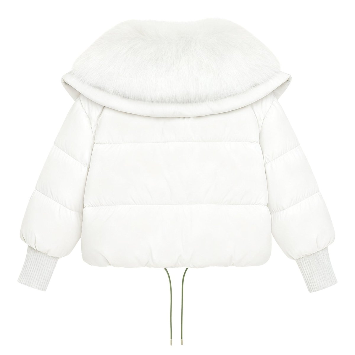 Womens Puffer Jacket Fox Fur Collar Oversized Down Fill in White – Wren
