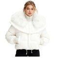 Womens Puffer Jacket Fox Fur Collar Oversized Down Fill in White – Wren