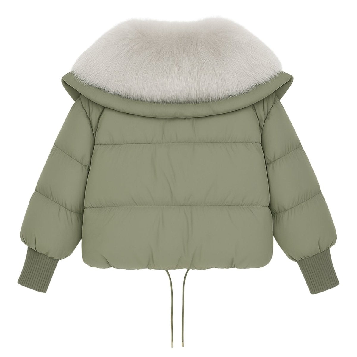Womens Puffer Jacket Fox Fur Collar Oversized Down Fill in White – Wren