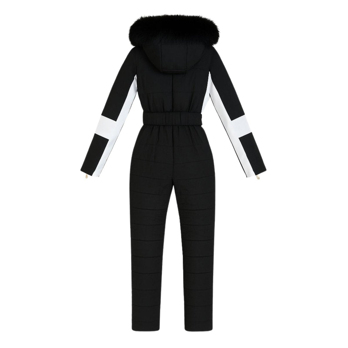 Womens Ski Suit One Piece Waterproof Fox Fur Hood 4-Way Stretch – Viv