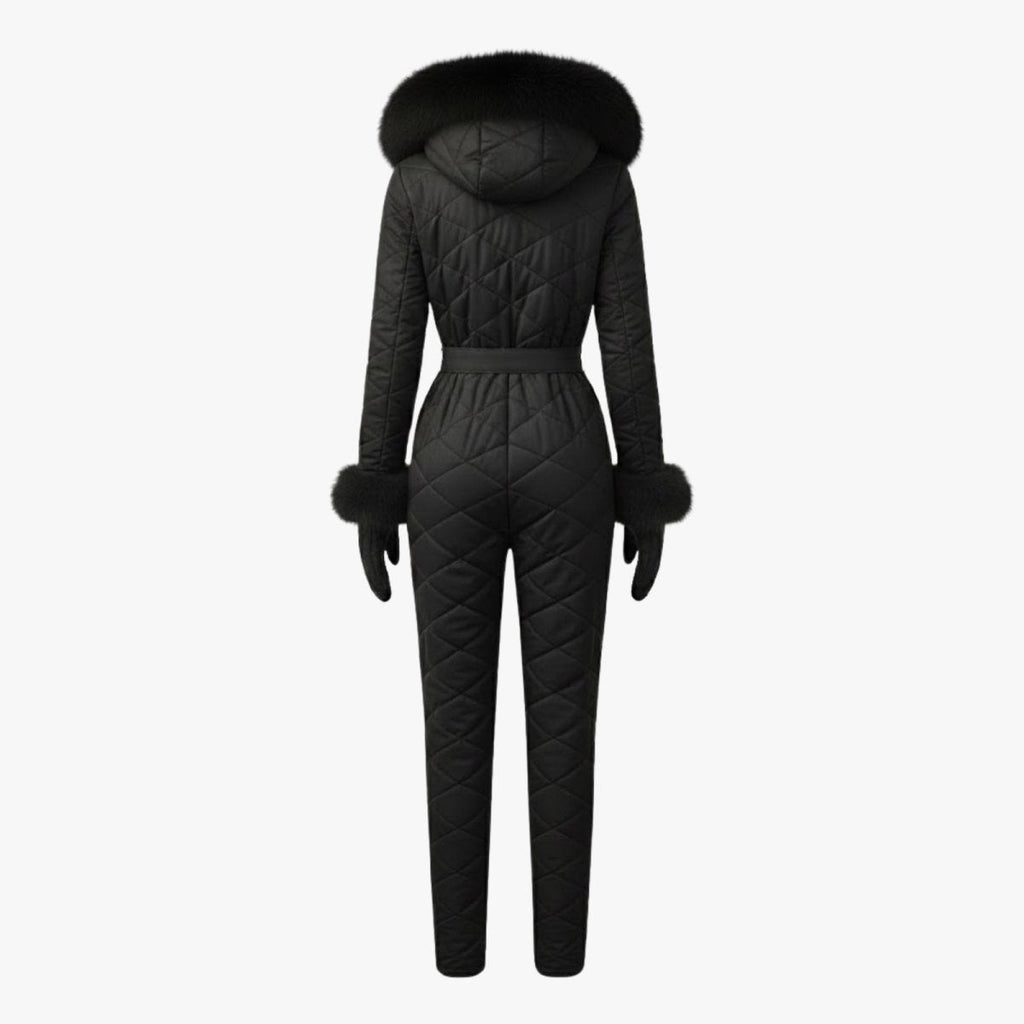 Womens Ski Suit One Piece Quilted Faux Fur Hood – Willa