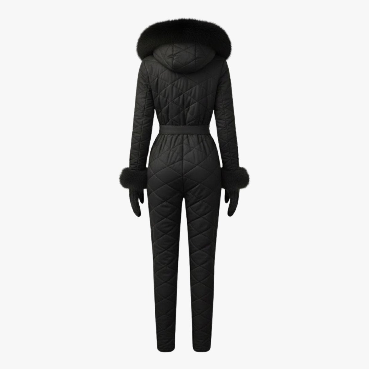 Womens Ski Suit One Piece Quilted Faux Fur Hood – Willa