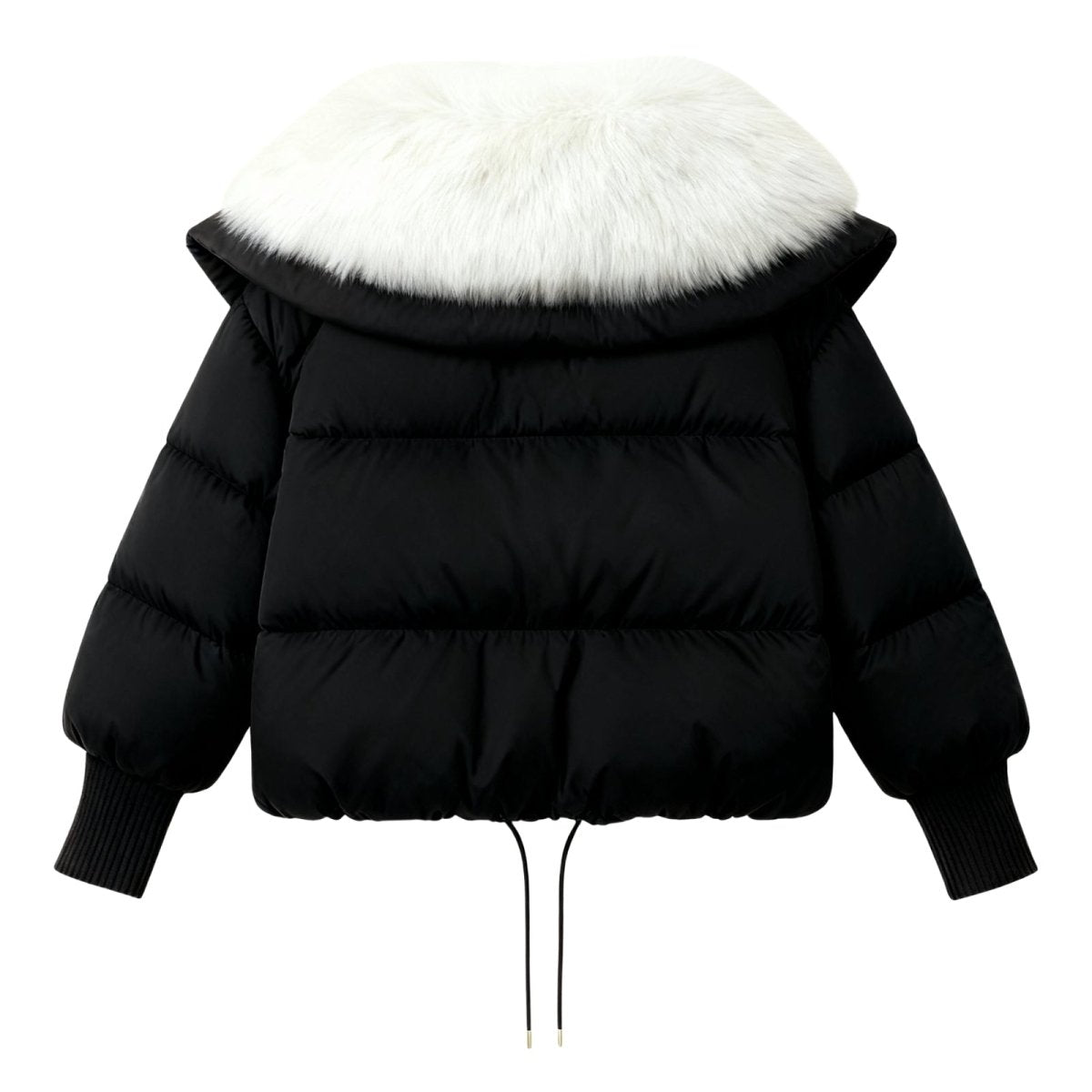 Womens Puffer Jacket Fox Fur Collar Oversized Down Fill in White – Wren