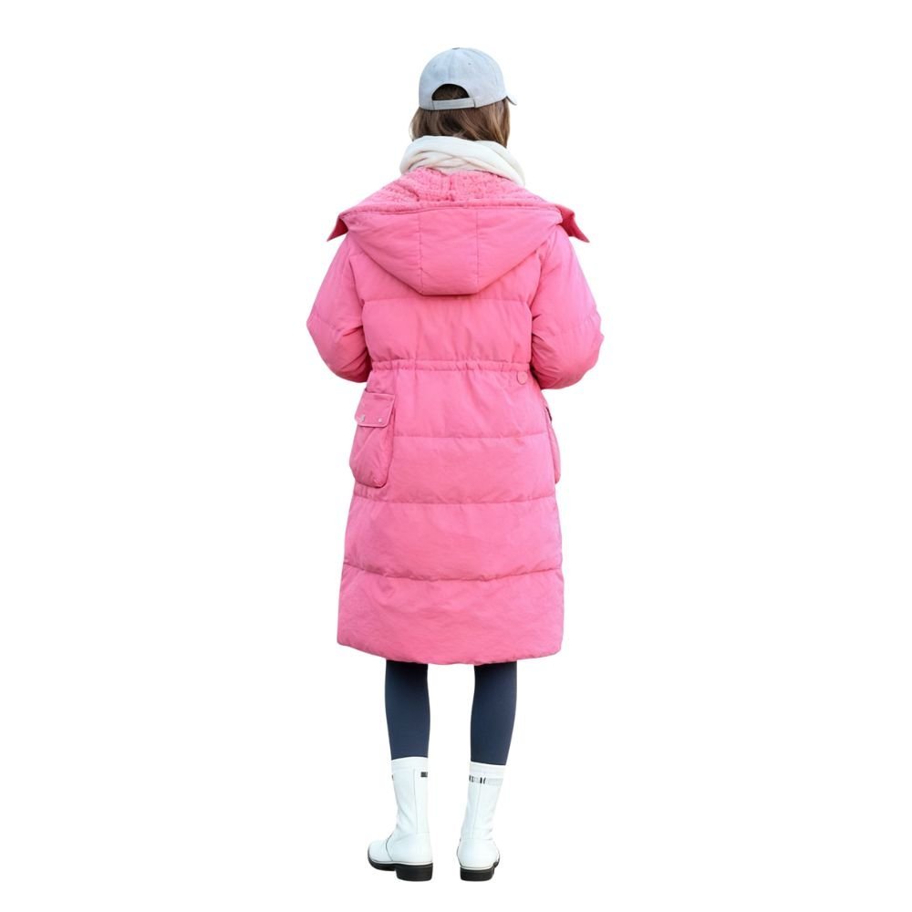 Womens Puffer Jacket Longline Hooded Oversized in Black – Nora