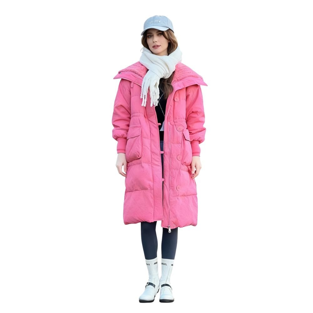 Womens Puffer Jacket Longline Hooded Oversized in Black – Nora