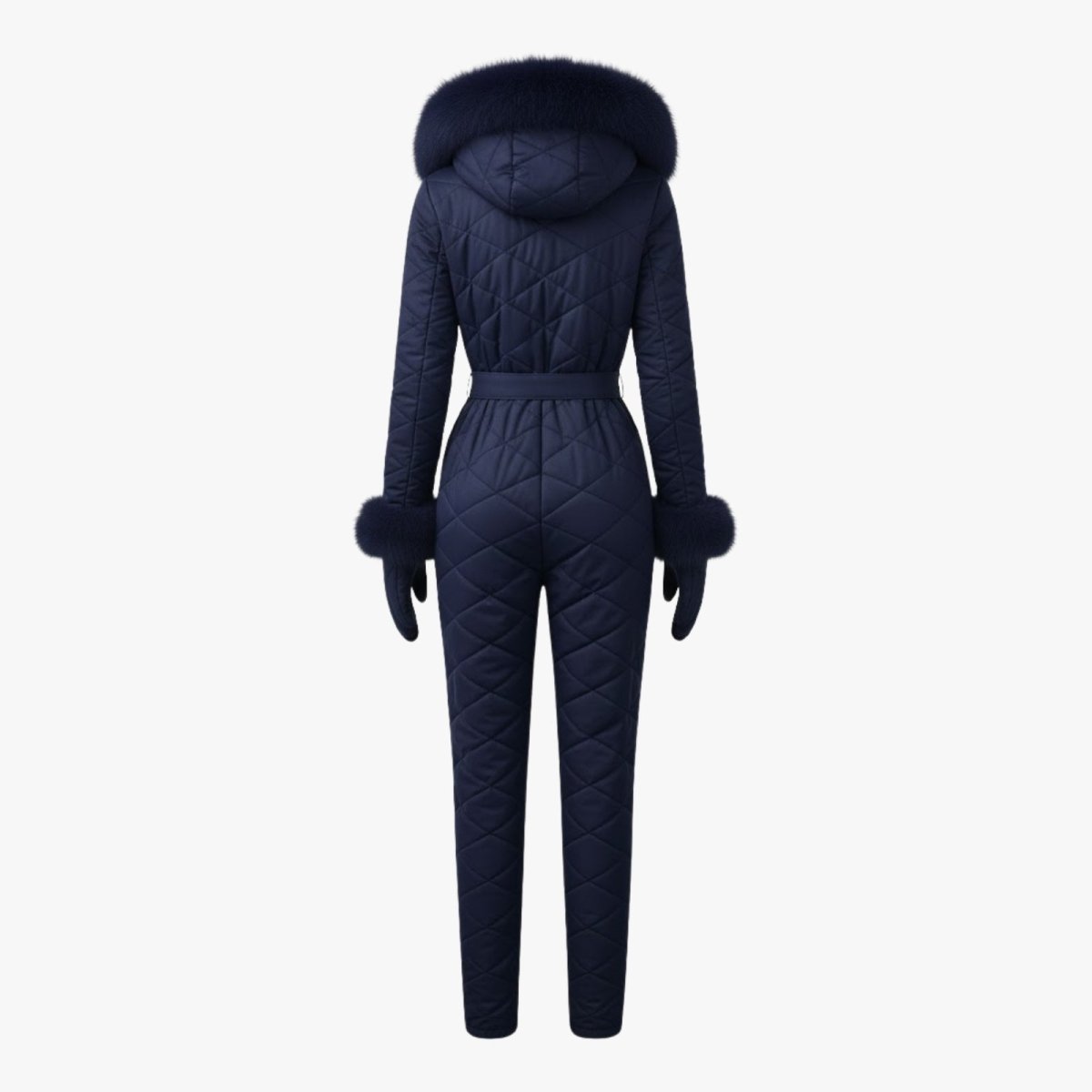 Womens Ski Suit One Piece Quilted Faux Fur Hood – Willa