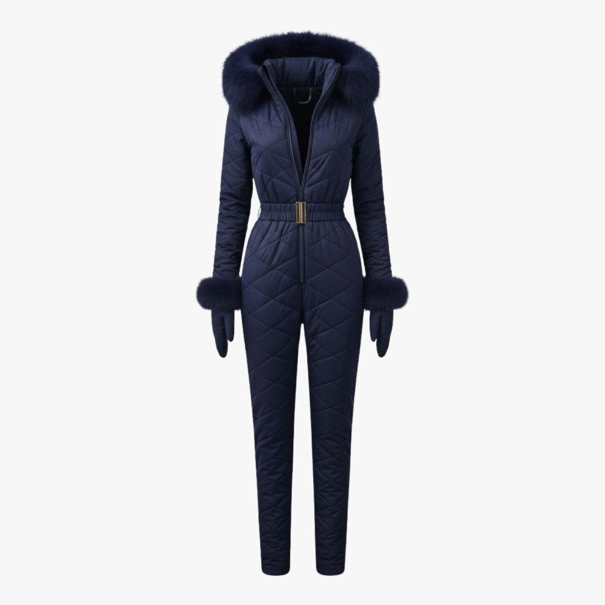 Womens Ski Suit One Piece Quilted Faux Fur Hood – Willa