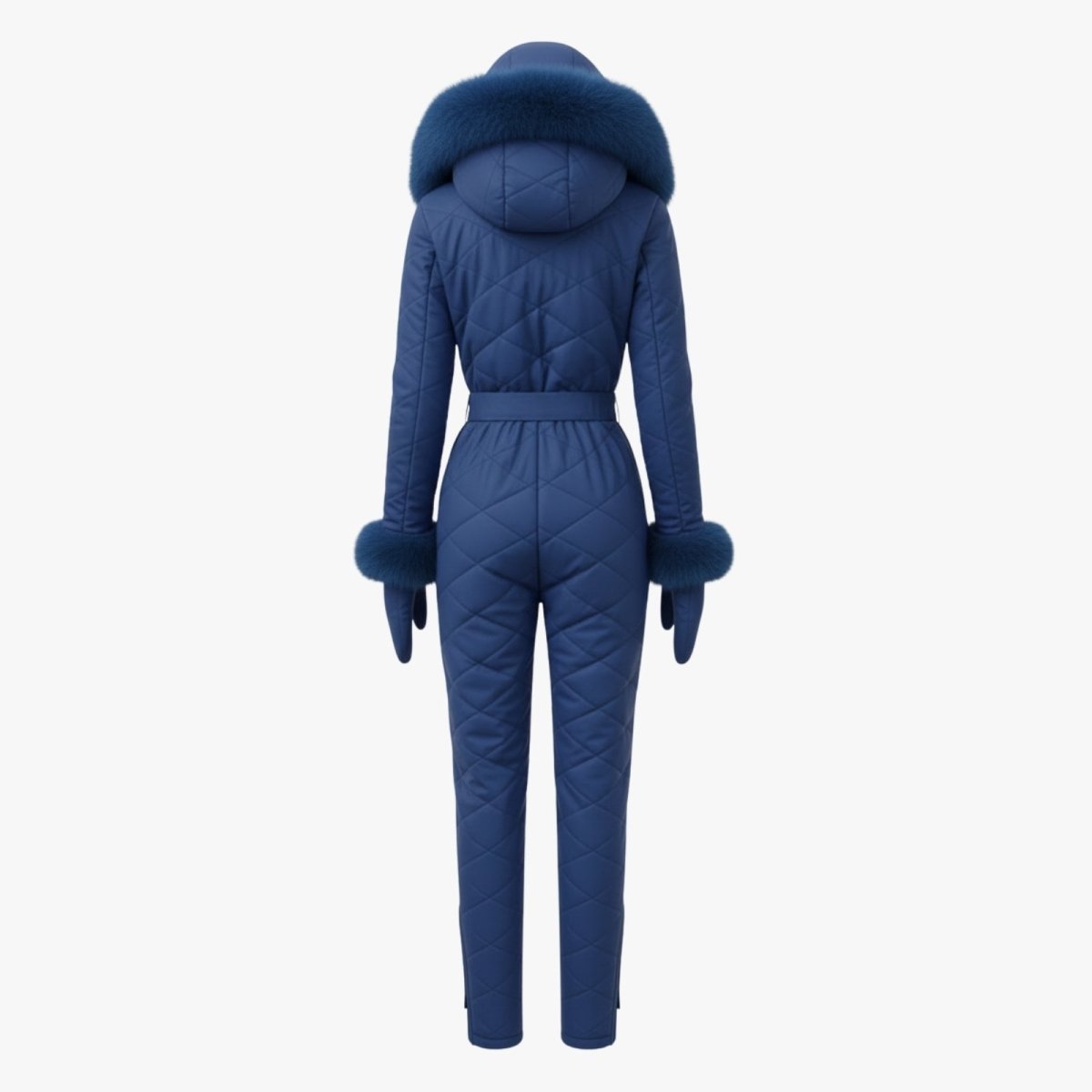 Womens Ski Suit One Piece Quilted Faux Fur Hood – Willa