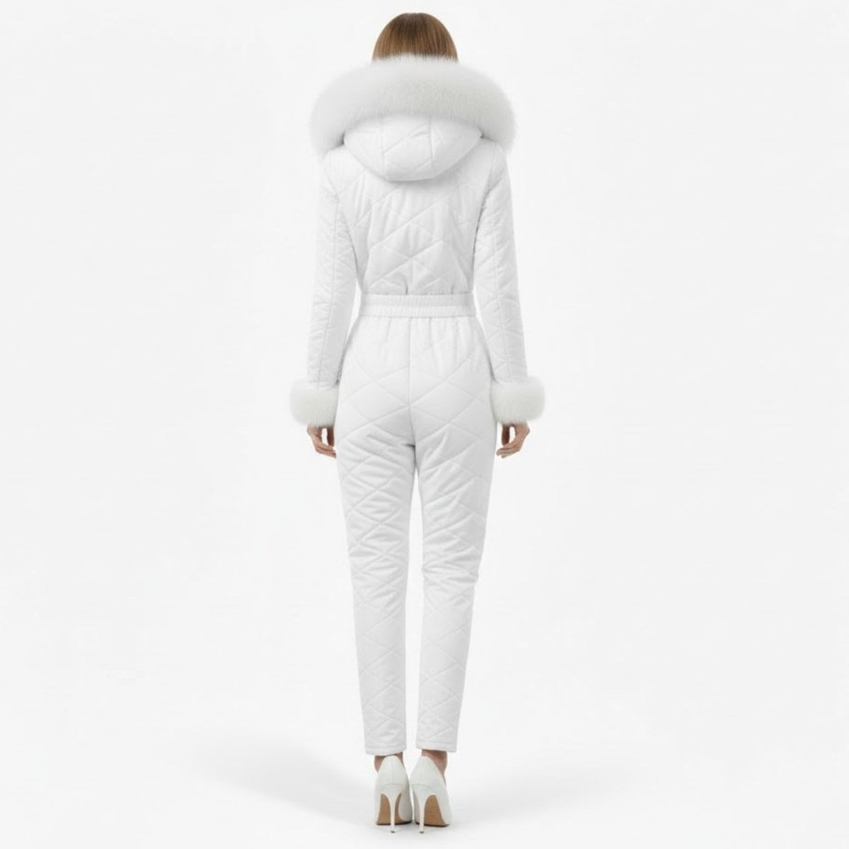 Womens Ski Suit One Piece Quilted Faux Fur Hood – Willa