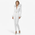 Womens Ski Suit One Piece Quilted Faux Fur Hood – Willa