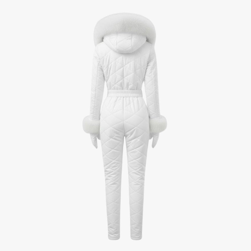 Womens Ski Suit One Piece Quilted Faux Fur Hood – Willa