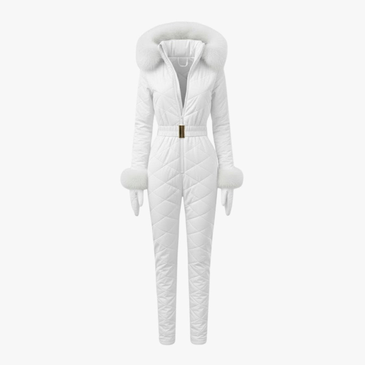 Womens Ski Suit One Piece Quilted Faux Fur Hood – Willa