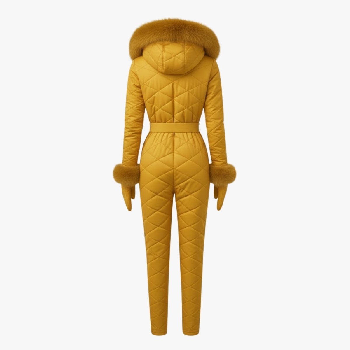 Womens Ski Suit One Piece Quilted Faux Fur Hood – Willa