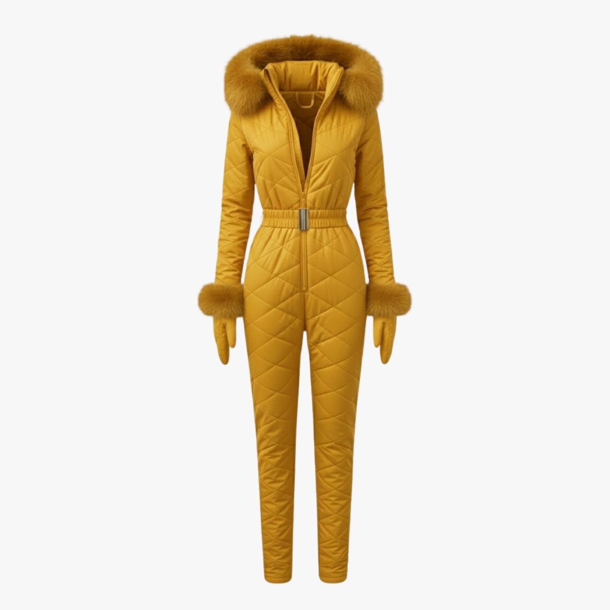 Womens Ski Suit One Piece Quilted Faux Fur Hood – Willa