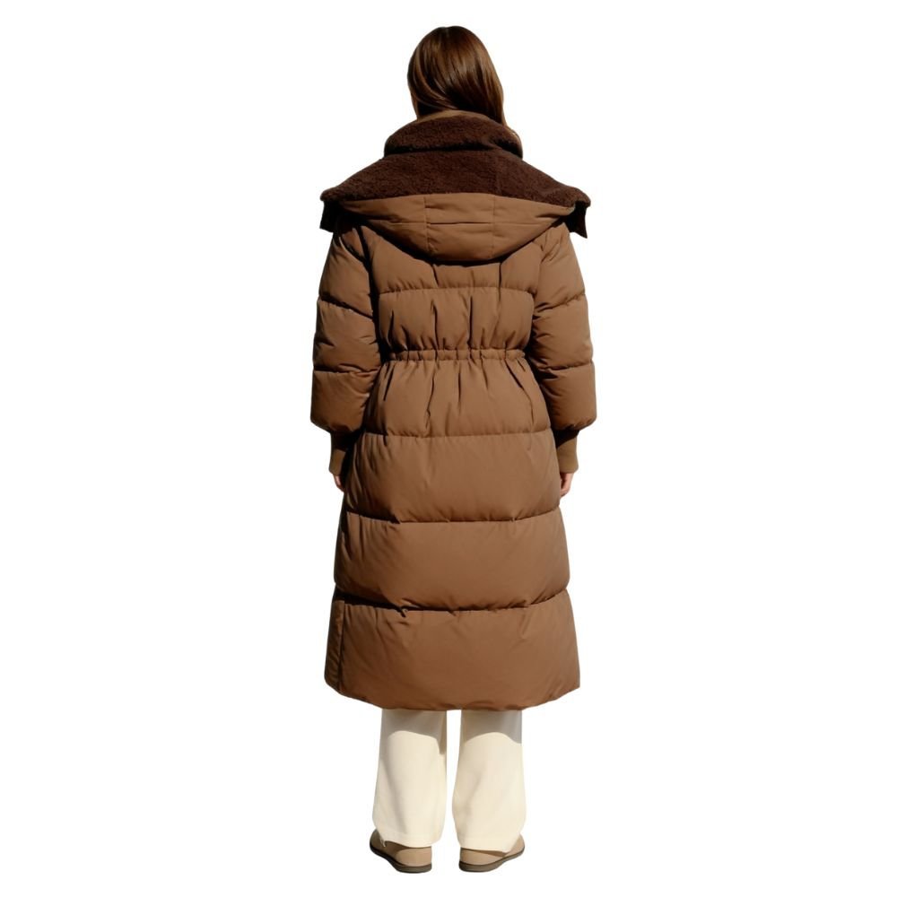 Womens Puffer Jacket Longline Hooded Oversized in Black – Nora