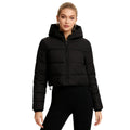 Womens Puffer Jacket Cropped High Collar Quilted in Black – Faye