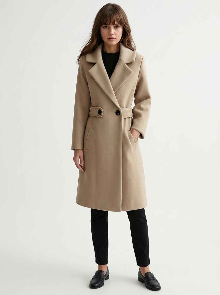 Long tailored trench coat — On Model - Neutral | Generated by Modelize