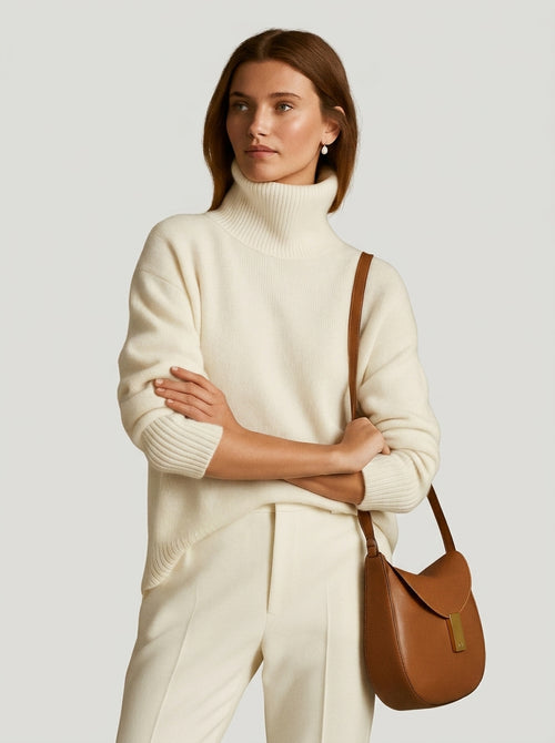 Cashmere turtleneck sweater — On Model - Upper Body | Generated by Modelize
