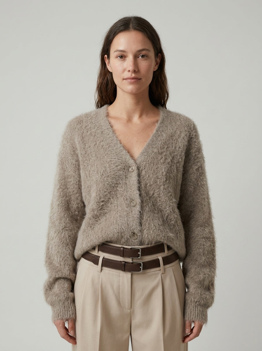 Oversized Cardigan — On Model - Upper Body | Generated by Modelize