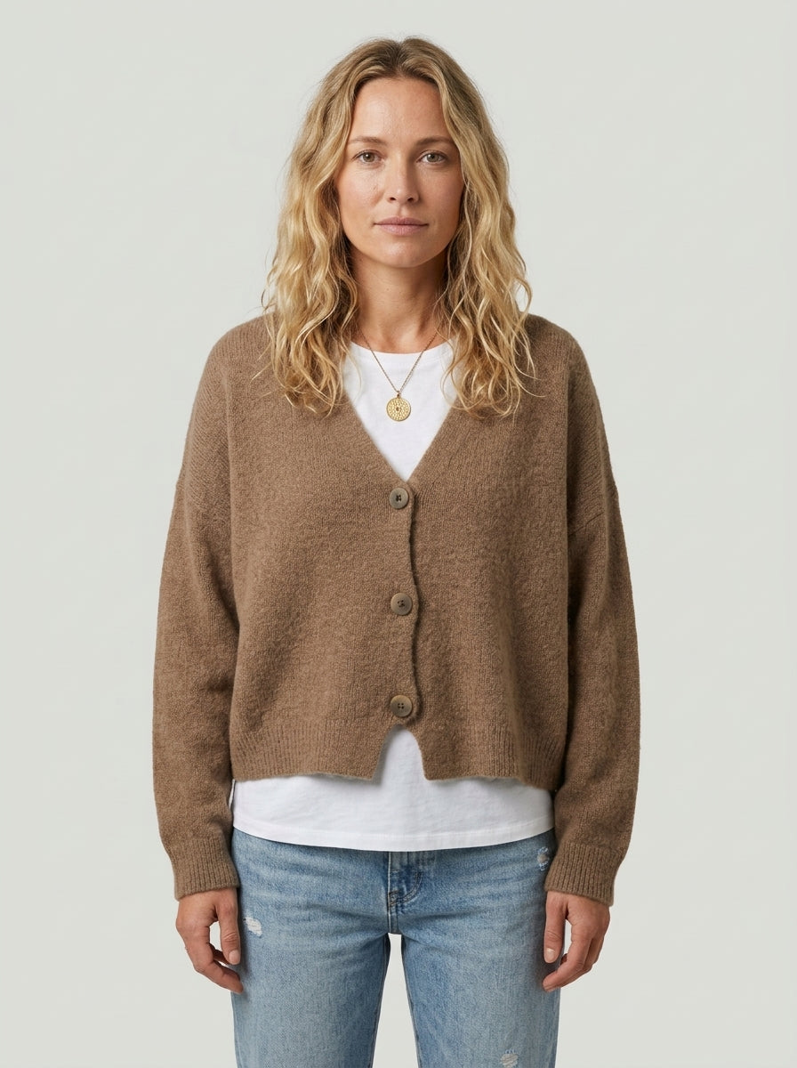 Knit Cardigan — On Model - Upper Body | Generated by Modelize