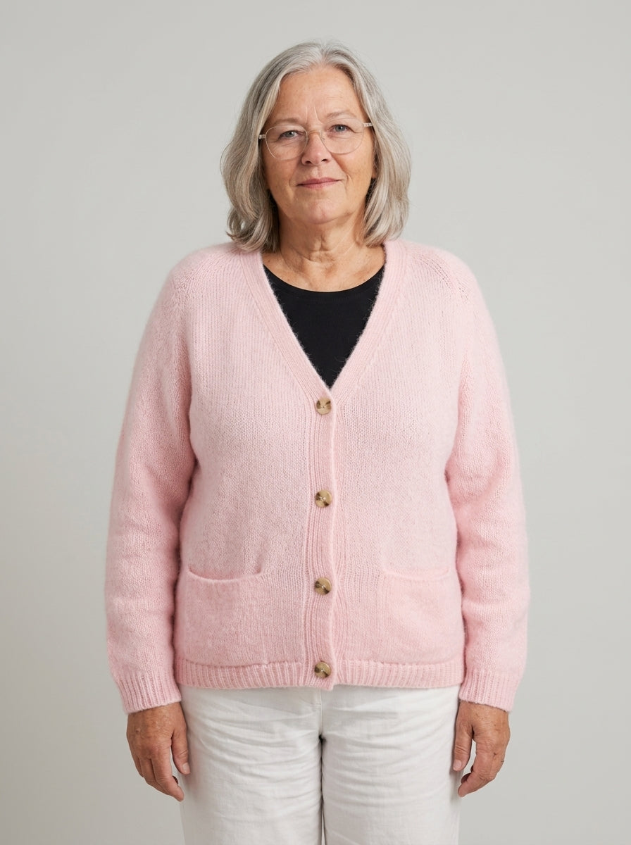Knitted Cardigan — On Model - Upper Body | Generated by Modelize