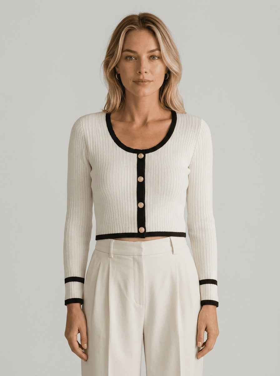 Slim-fit cardigan — On Model - Upper Body | Generated by Modelize