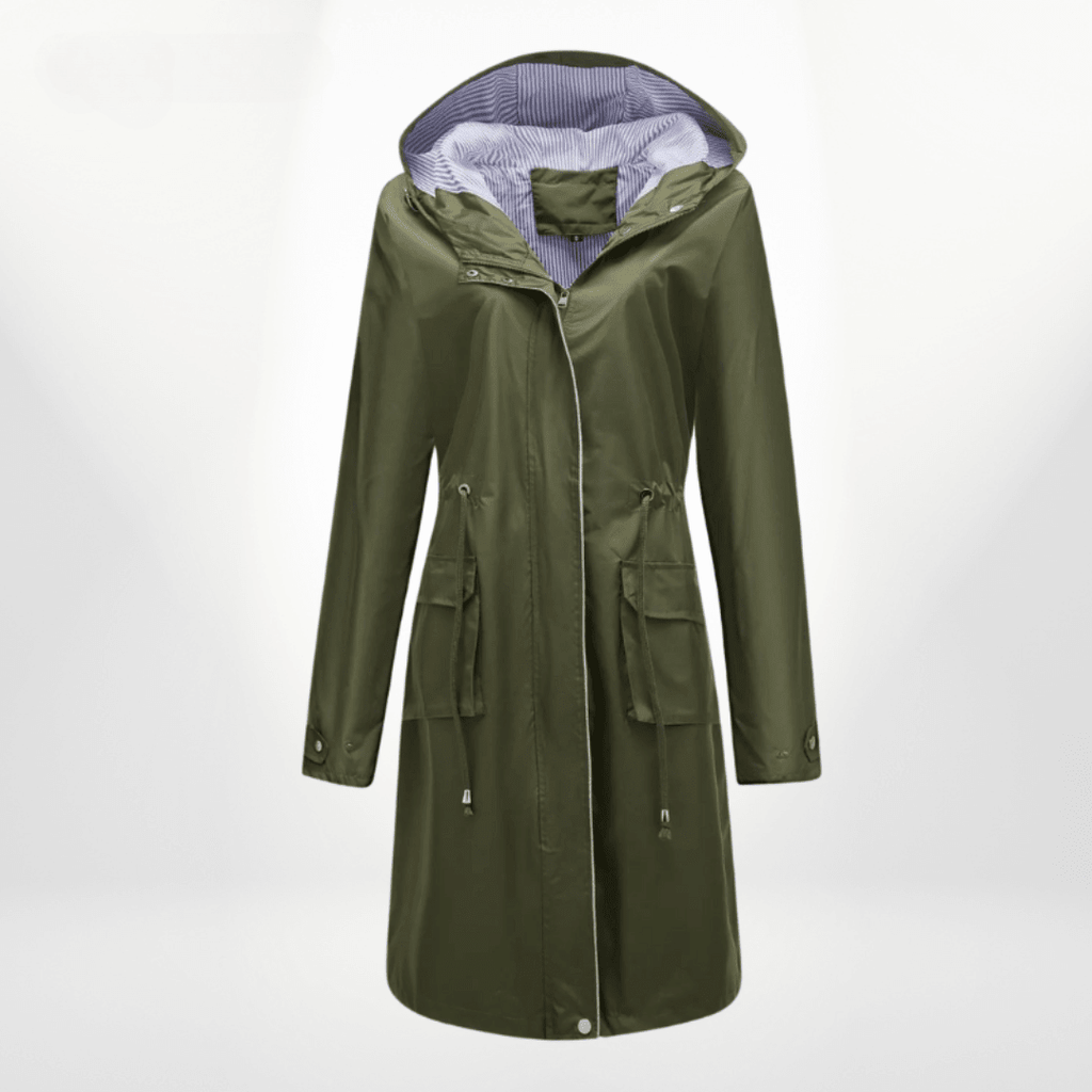 Women Coats Long Waterproof Trench Coat Over-Knee Hooded Adjustable Waist – Piper