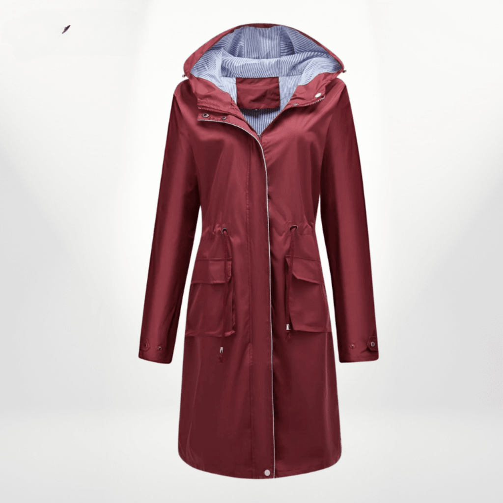 Women Coats Long Waterproof Trench Coat Over-Knee Hooded Adjustable Waist – Piper