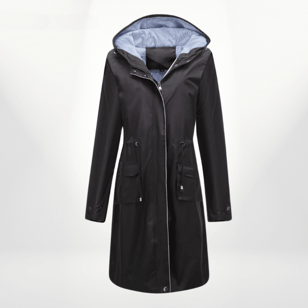Women Coats Long Waterproof Trench Coat Over-Knee Hooded Adjustable Waist – Piper