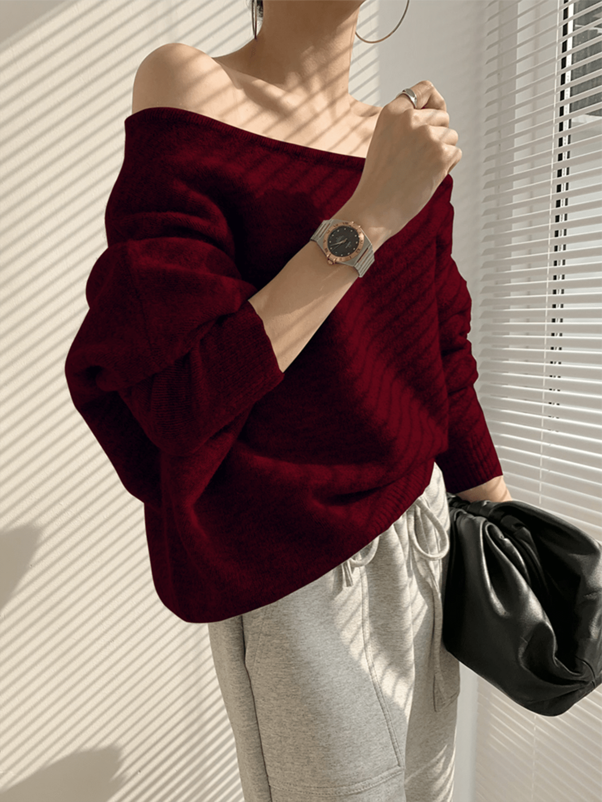 Womens Knit Jumper One Shoulder Asymmetric Long Sleeve – Demi
