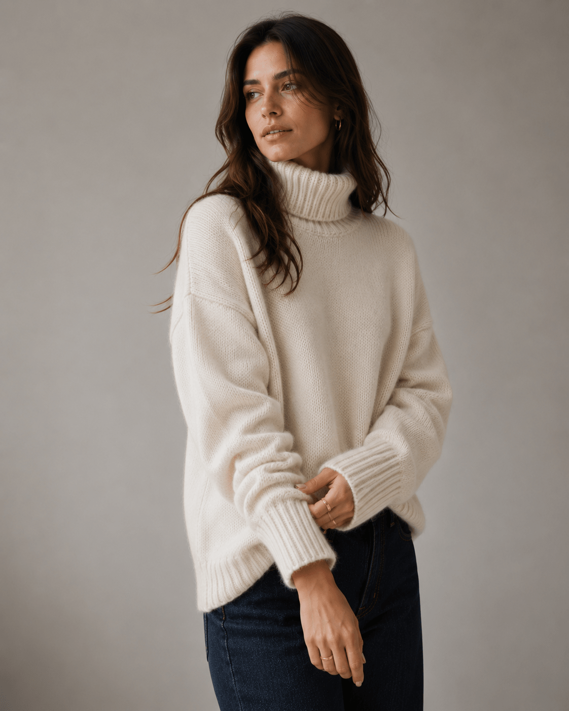 Womens Cardigan Oversized Turtleneck 100% Cashmere Knit Jumper – Nova