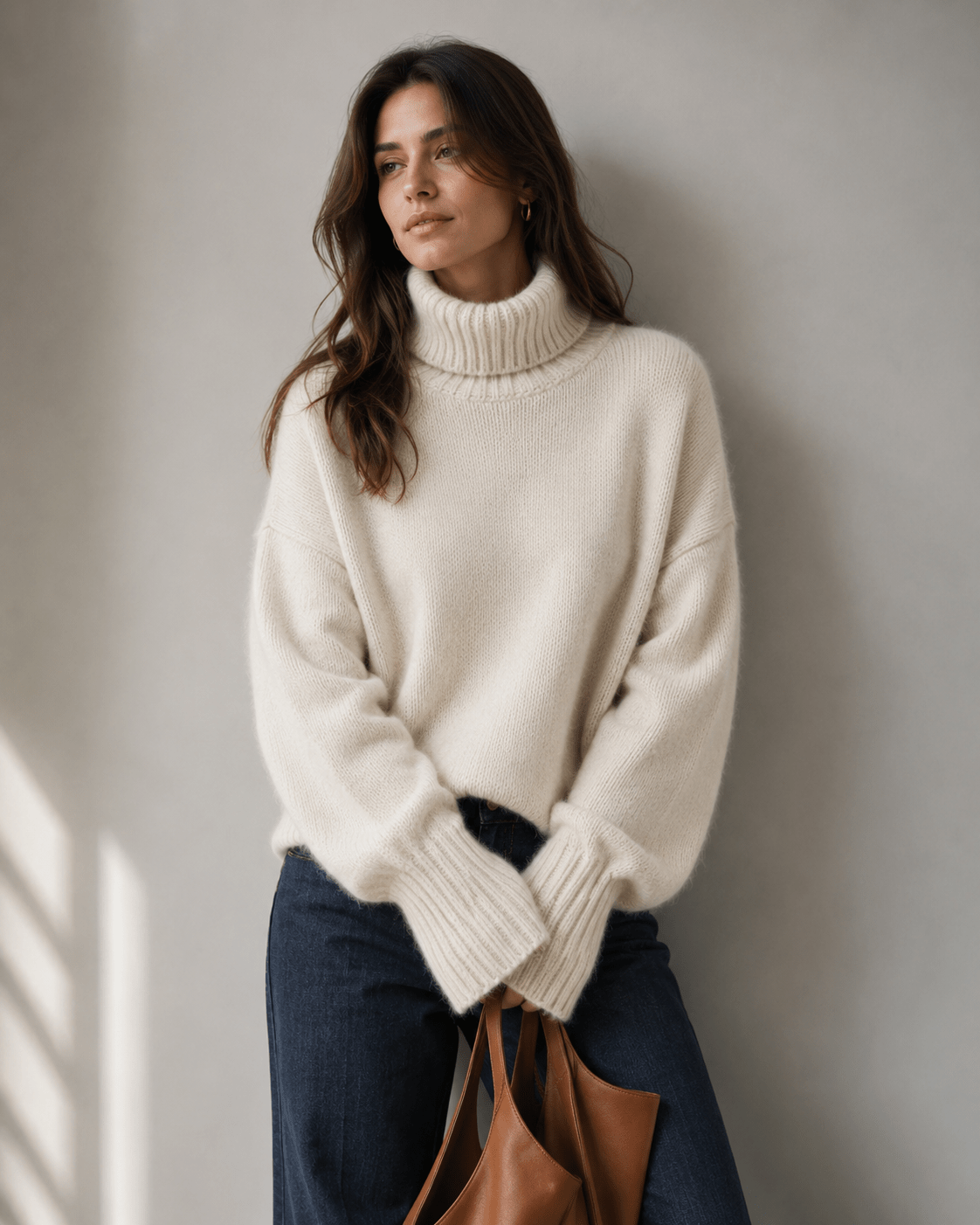 Womens Cardigan Oversized Turtleneck 100% Cashmere Knit Jumper – Nova