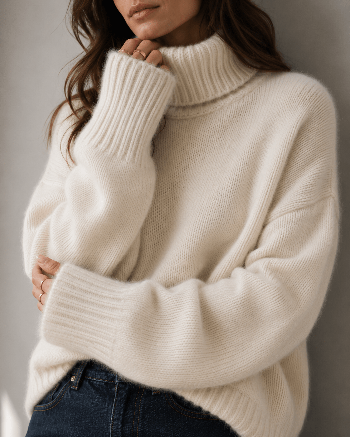Womens Cardigan Oversized Turtleneck 100% Cashmere Knit Jumper – Nova