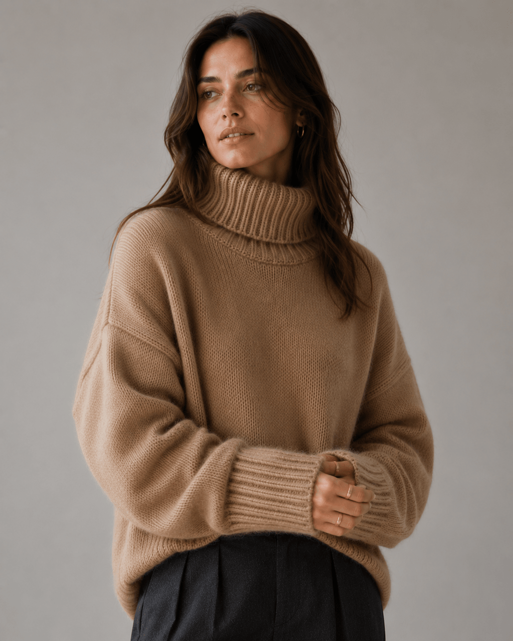 Womens Cardigan Oversized Turtleneck 100% Cashmere Knit Jumper – Nova