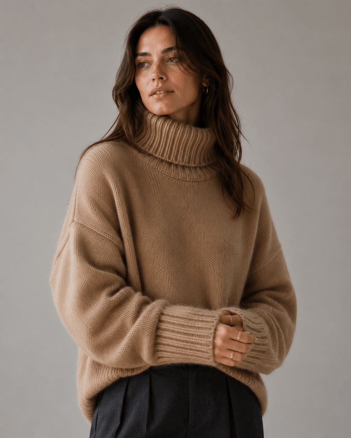 Womens Cardigan Oversized Turtleneck 100% Cashmere Knit Jumper – Nova