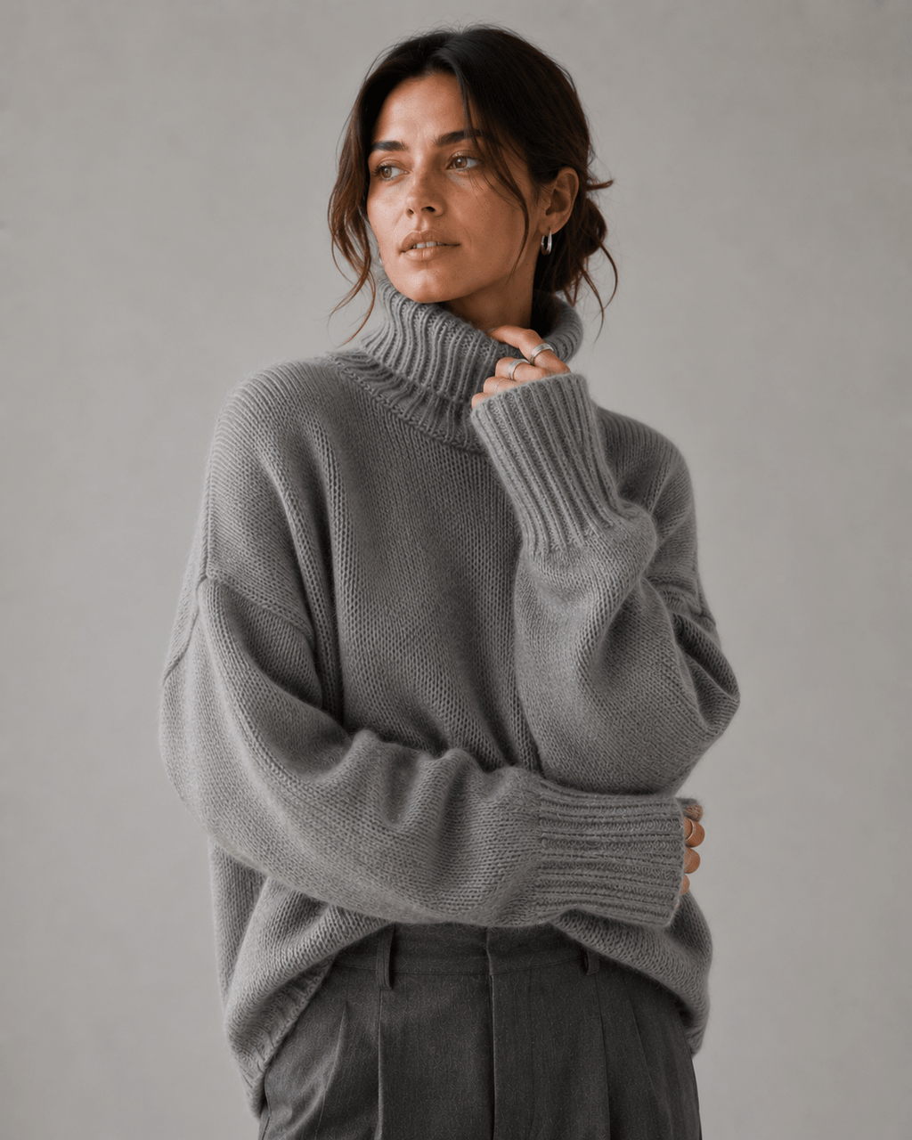 Womens Cardigan Oversized Turtleneck 100% Cashmere Knit Jumper – Nova