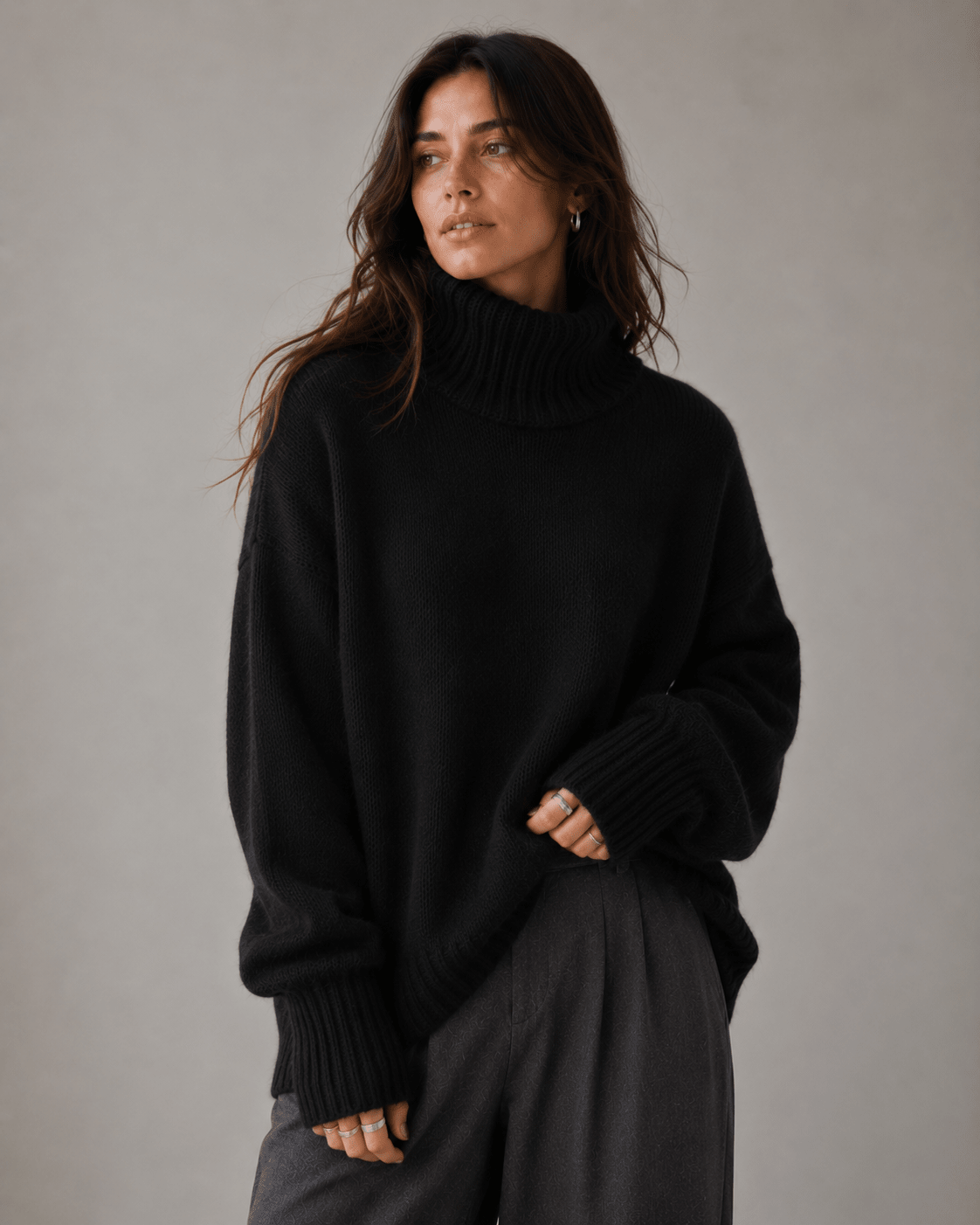 Womens Cardigan Oversized Turtleneck 100% Cashmere Knit Jumper – Nova
