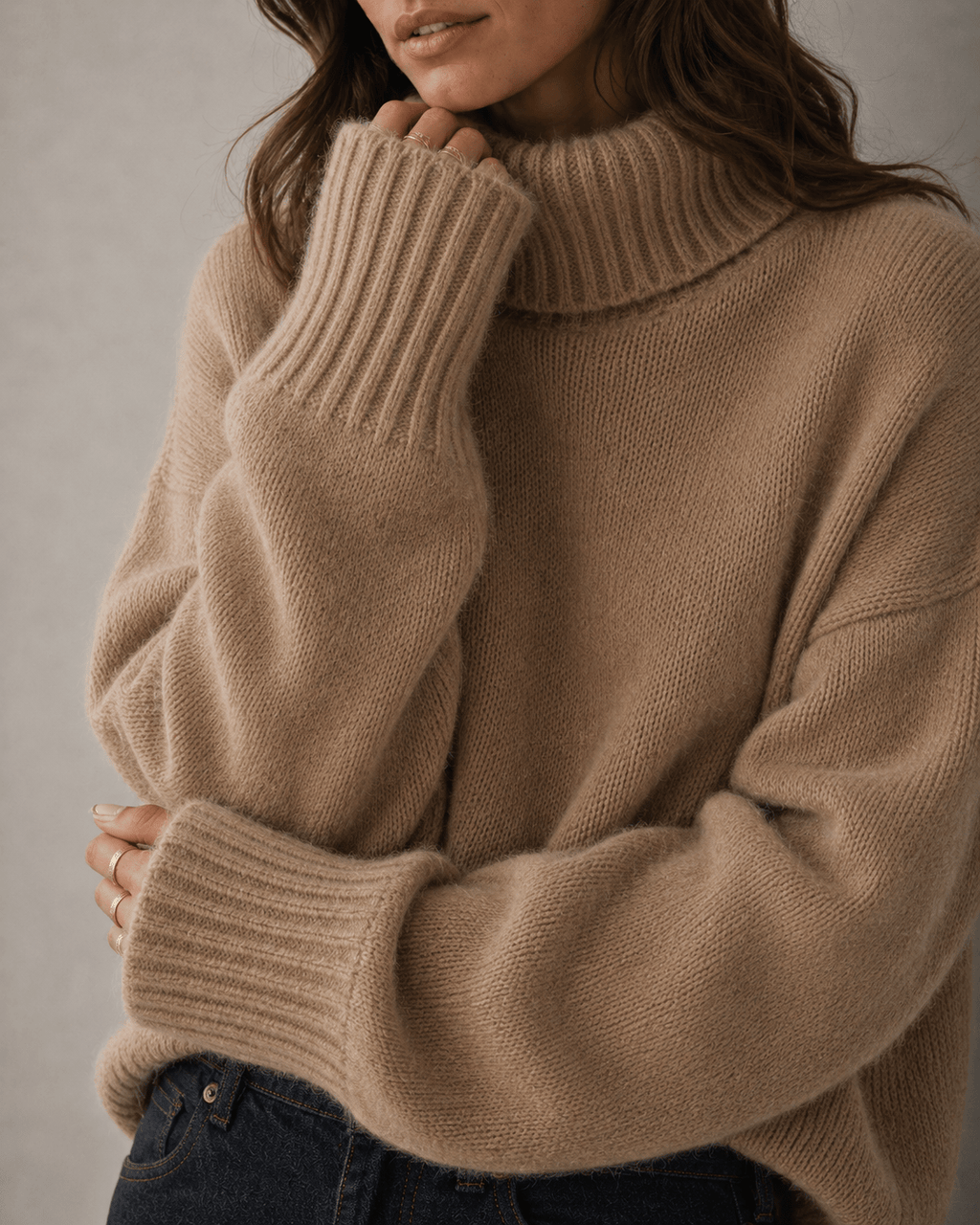 Womens Cardigan Oversized Turtleneck 100% Cashmere Knit Jumper – Nova
