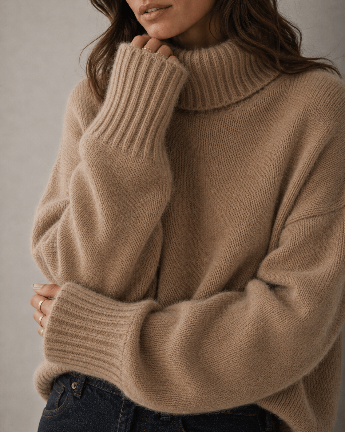 Womens Cardigan Oversized Turtleneck 100% Cashmere Knit Jumper – Nova