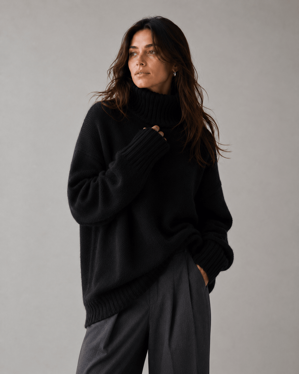 Womens Cardigan Oversized Turtleneck 100% Cashmere Knit Jumper – Nova